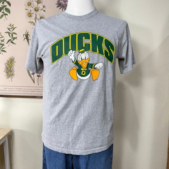 Vintage 90s Y2k Oregon Ducks University Football Donald Duck Gray T-Shirt M - Picture 1 of 6